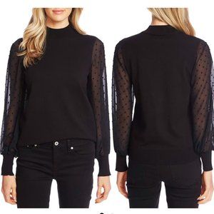 CeCe Clip Dot Sleeve Sweater, Size S